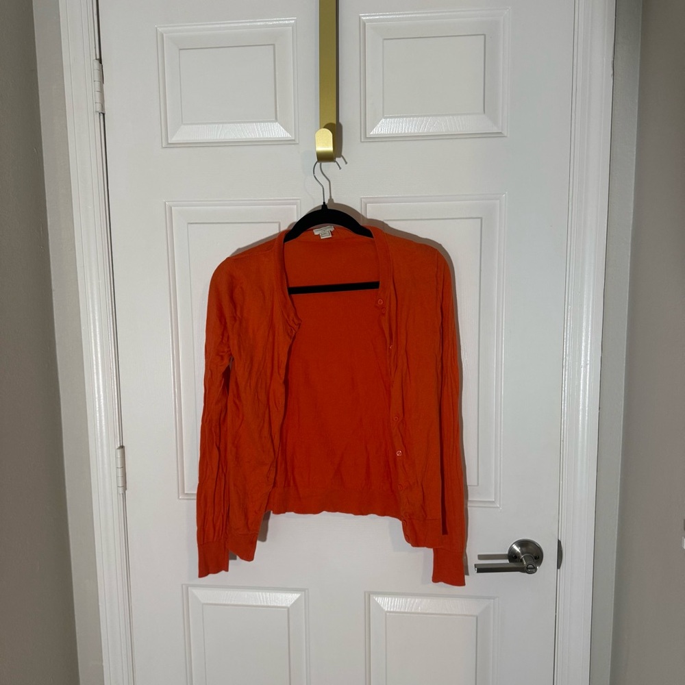 J. Crew Orange Lightweight Button-Front Cardigan